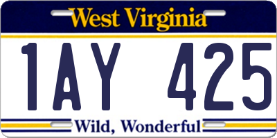 WV license plate 1AY425