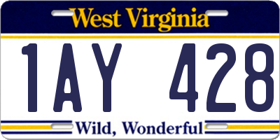 WV license plate 1AY428