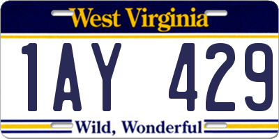 WV license plate 1AY429