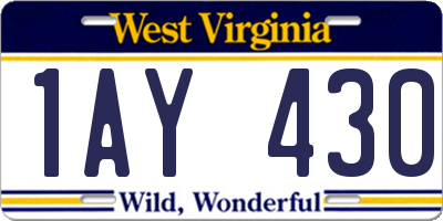 WV license plate 1AY430