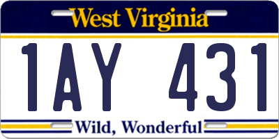 WV license plate 1AY431