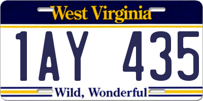 WV license plate 1AY435
