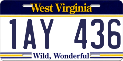 WV license plate 1AY436