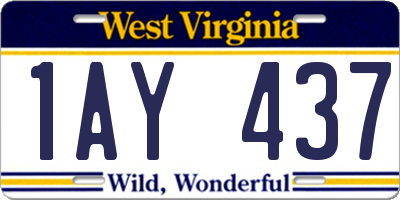 WV license plate 1AY437
