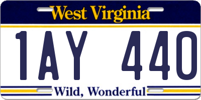 WV license plate 1AY440