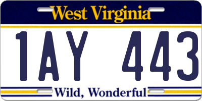 WV license plate 1AY443