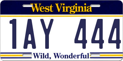 WV license plate 1AY444