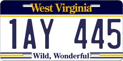 WV license plate 1AY445