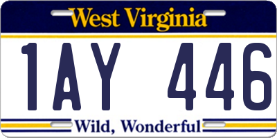 WV license plate 1AY446