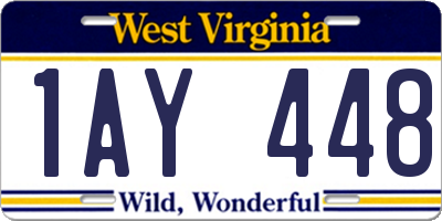 WV license plate 1AY448
