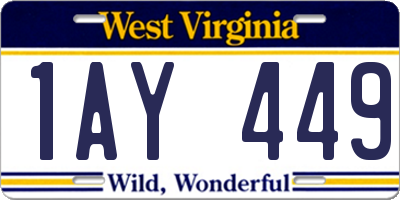 WV license plate 1AY449