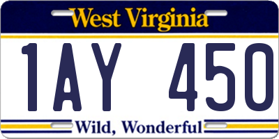 WV license plate 1AY450