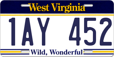 WV license plate 1AY452