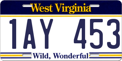 WV license plate 1AY453