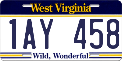 WV license plate 1AY458