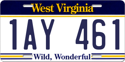 WV license plate 1AY461