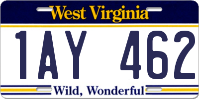 WV license plate 1AY462