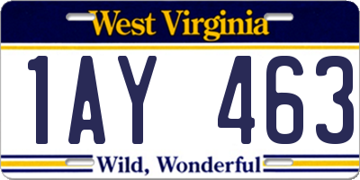 WV license plate 1AY463