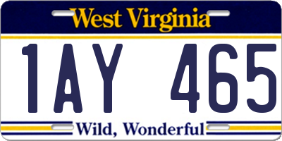 WV license plate 1AY465