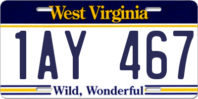 WV license plate 1AY467