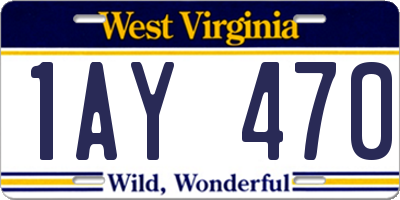 WV license plate 1AY470