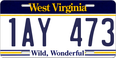 WV license plate 1AY473