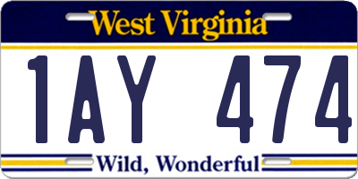 WV license plate 1AY474