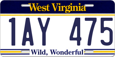 WV license plate 1AY475