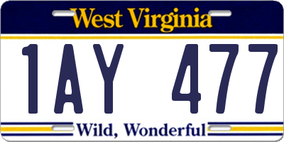 WV license plate 1AY477