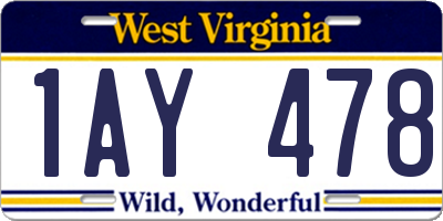 WV license plate 1AY478