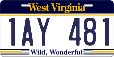 WV license plate 1AY481
