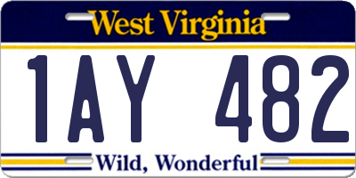 WV license plate 1AY482