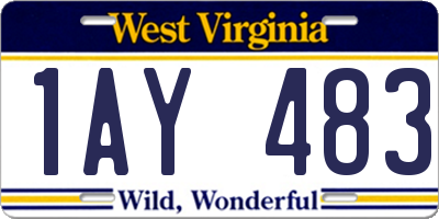 WV license plate 1AY483