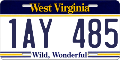 WV license plate 1AY485