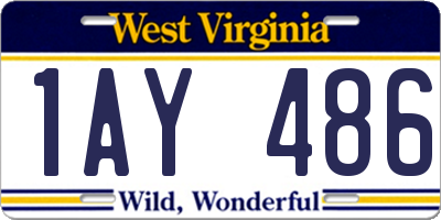 WV license plate 1AY486