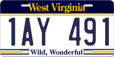 WV license plate 1AY491