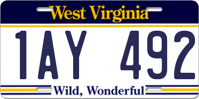 WV license plate 1AY492