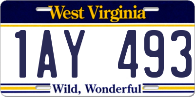 WV license plate 1AY493