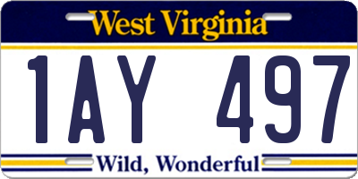 WV license plate 1AY497