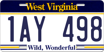WV license plate 1AY498