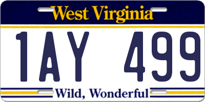 WV license plate 1AY499