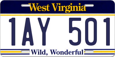 WV license plate 1AY501