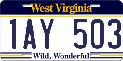 WV license plate 1AY503