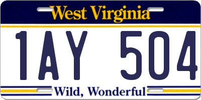 WV license plate 1AY504