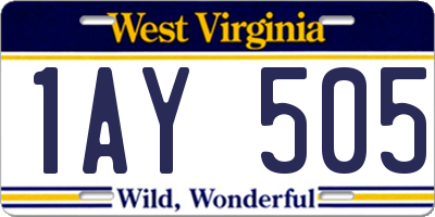 WV license plate 1AY505