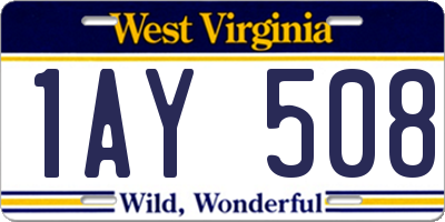 WV license plate 1AY508