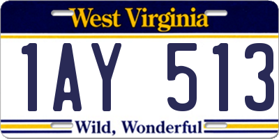 WV license plate 1AY513
