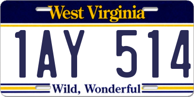 WV license plate 1AY514