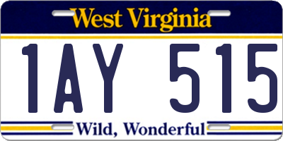 WV license plate 1AY515