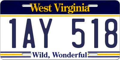 WV license plate 1AY518